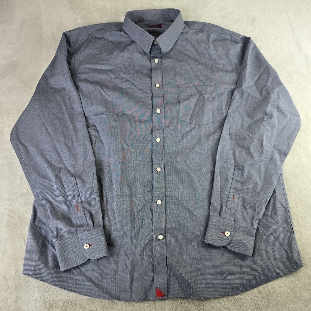 Untuckit 3XLT Long Sleeve Button Up Blue Wrinkle Free